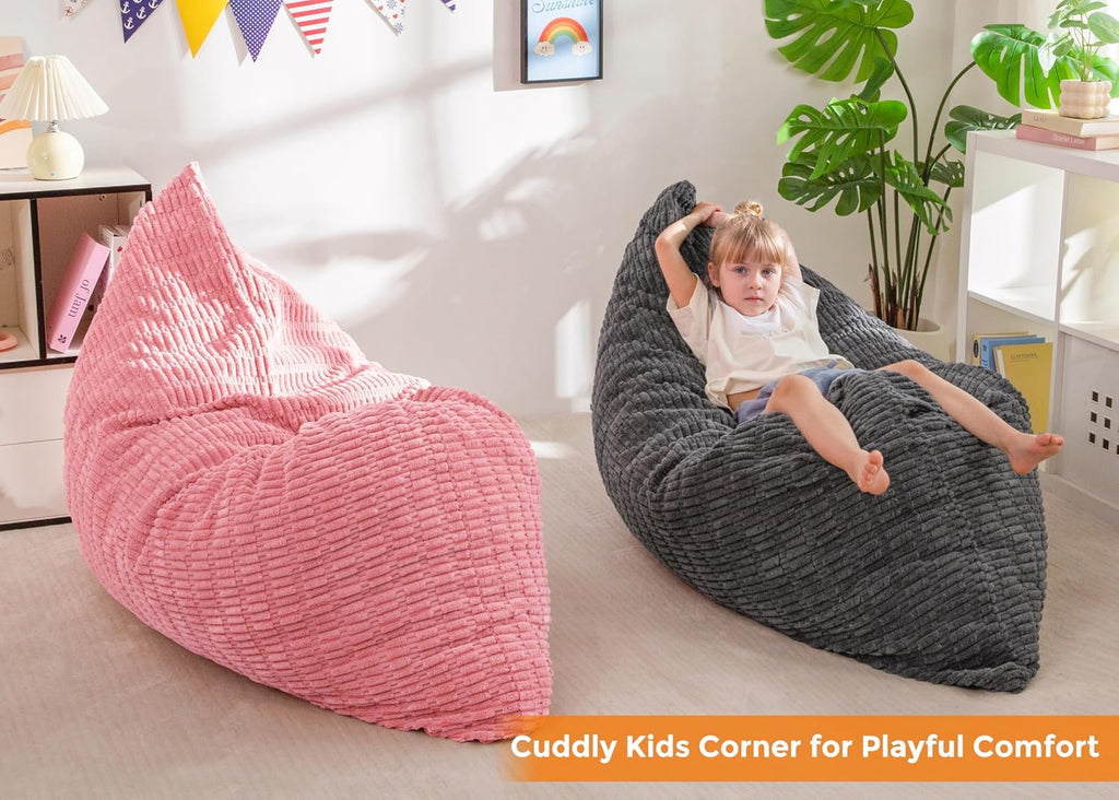 MAXYOYO Kids Bean Bag Chair, 3 in 1 Convertible Bean Bag Sofa with Removable Cover for Children, Soft Floor Lounger with Supportive Shredded Foam Filling, Floor Cushion Chair for Living Room, Playroom