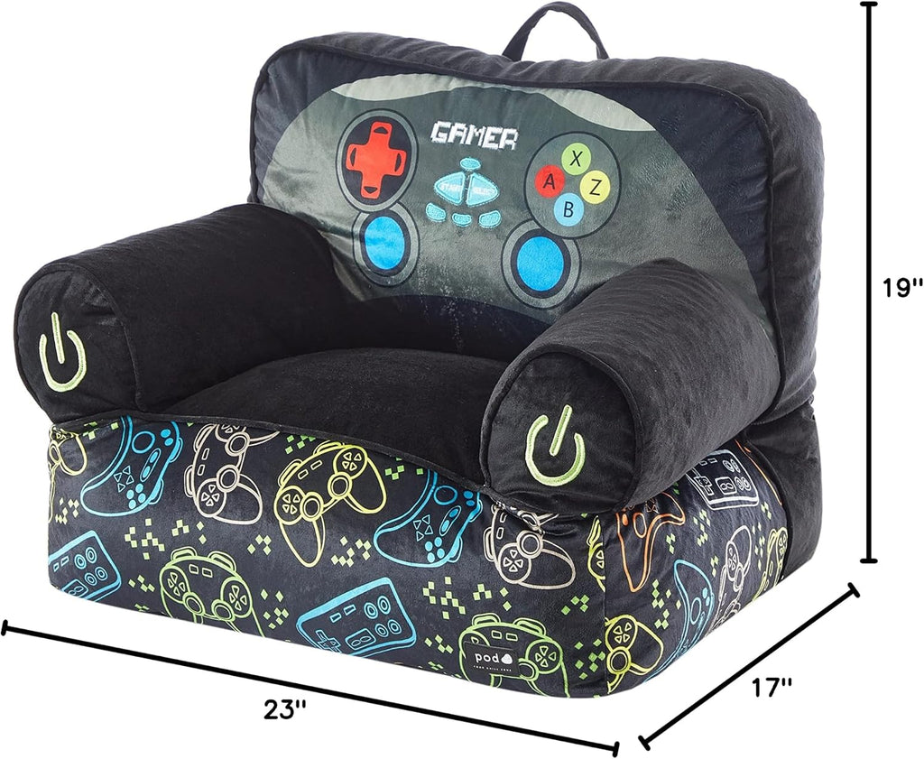 Heritage Kids Figural Gamer Mink Bean Bag Sofa Chair for Kids, 23" W x 19" D x 17" H, Large