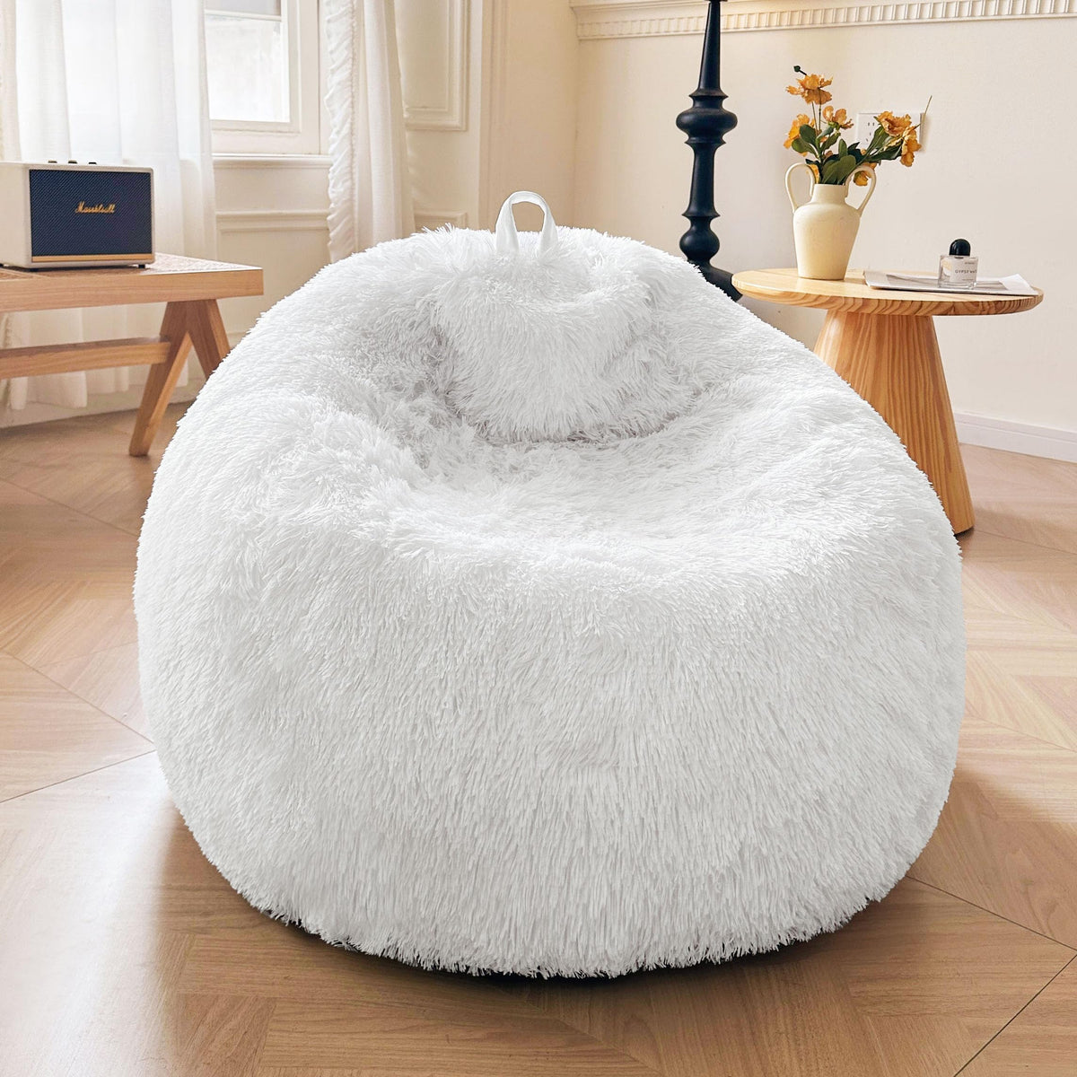 XeGe Kids Fluffy Faux Fur Bean Bag Chair Cover(No Filler), Rainbow