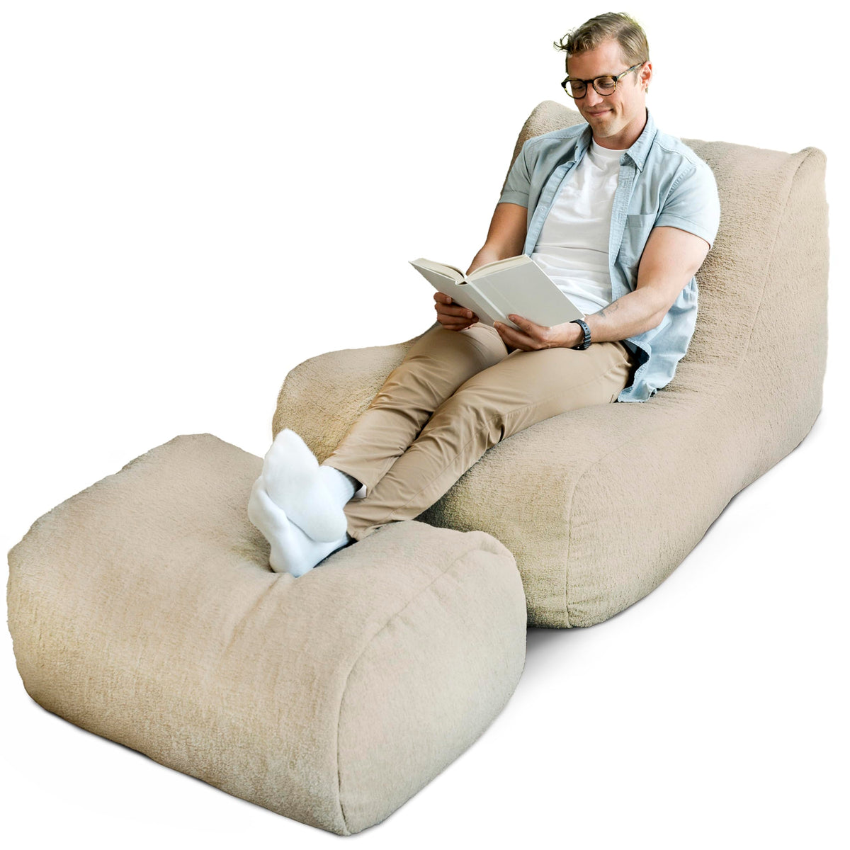Big Joe Modora Kids Bean Bag Lounger, Chestnut Vegan Suede