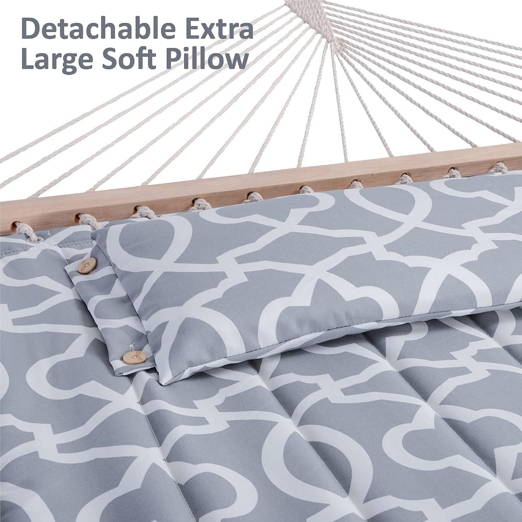 SUNCREAT Extra Large Double Hammock with Stand, 475lbs Capacity, Grey