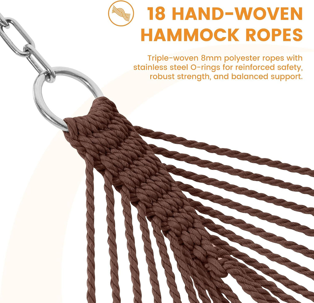 Lazy Daze 2 Person Caribbean Rope Hammock, Handwoven Double Hammock