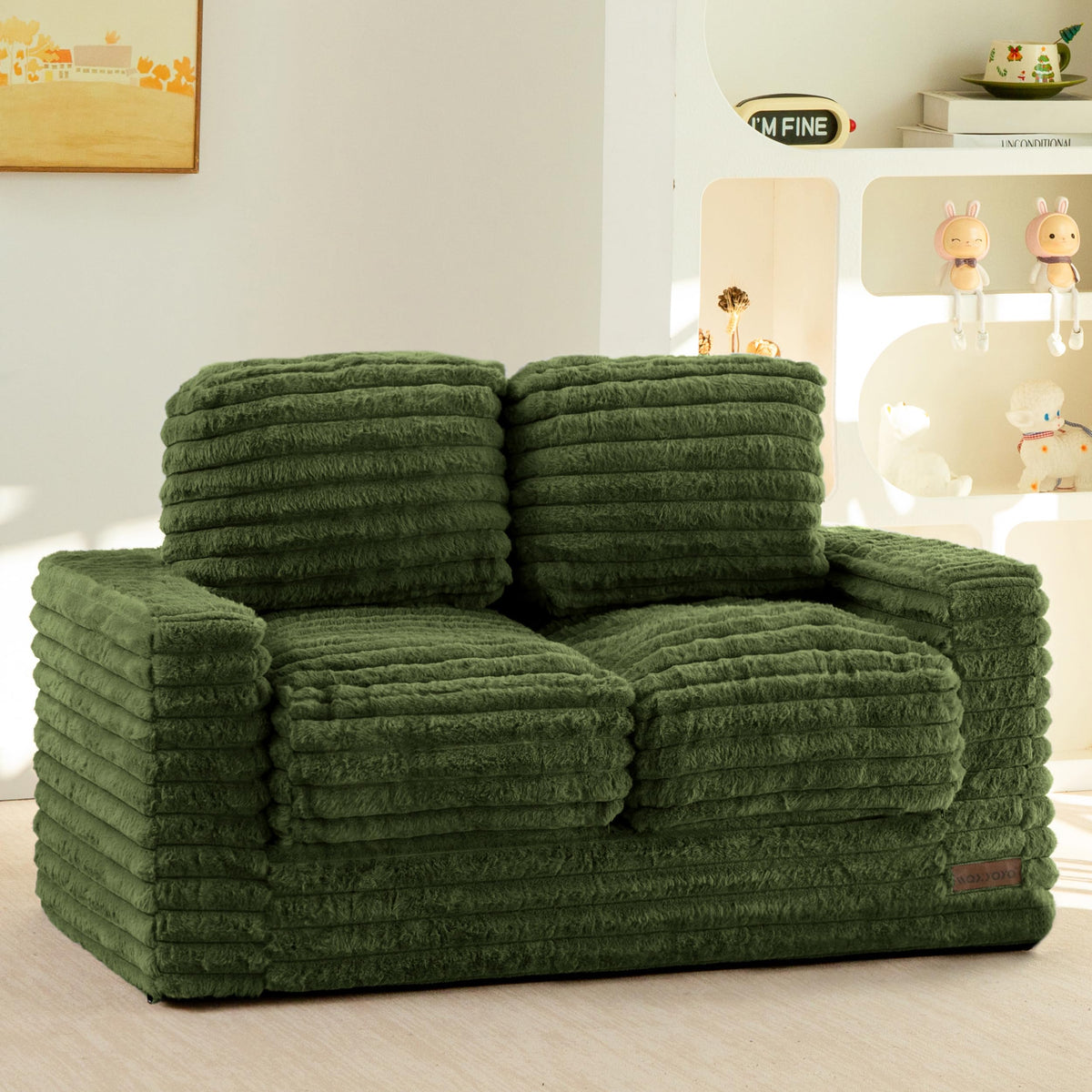 MAXYOYO Kids Bean Bag Chair, Comfy Upholstered Bean Bag Sofa with Filler