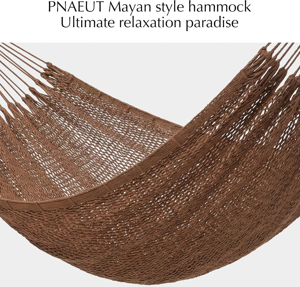 PNAEUT Handwoven Rope Mayan Hammock for Outside, 600 lbs Capacity