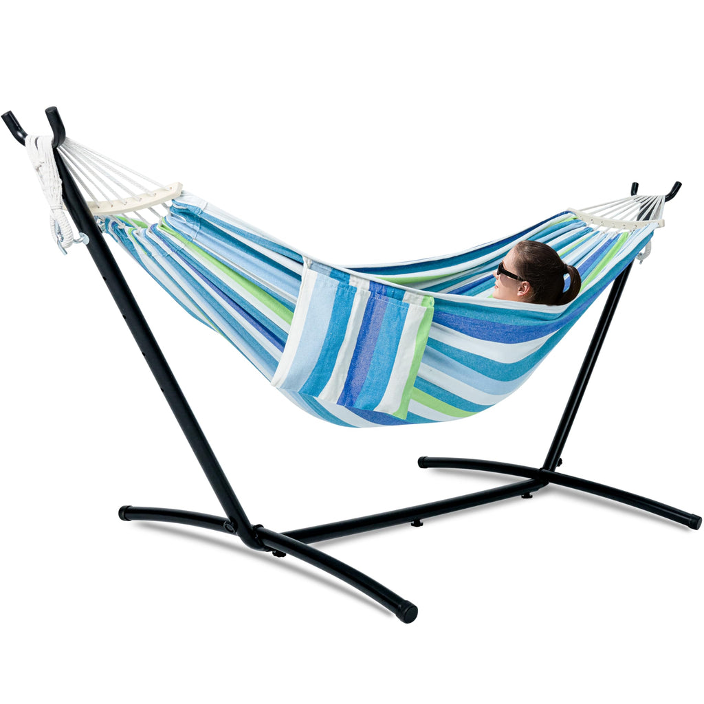 GAFETE Double Hammocks with Stand for Outside, Max 600lbs, (Classic Red)