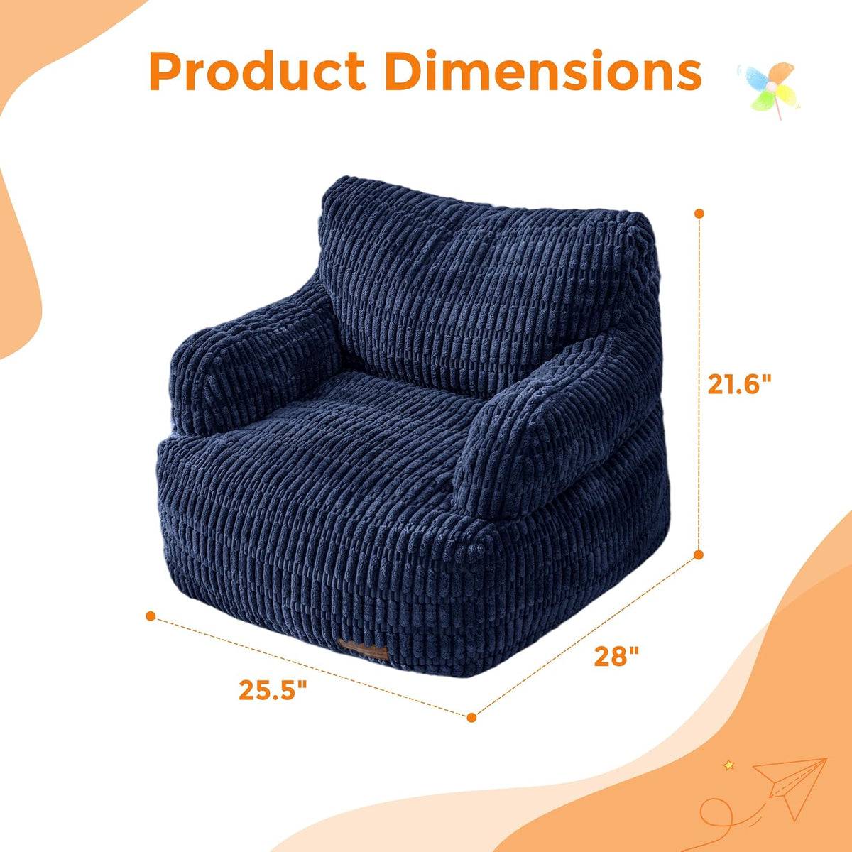 MAXYOYO Kids Bean Bag Chair, Comfy Bean Bag Sofa with Filler