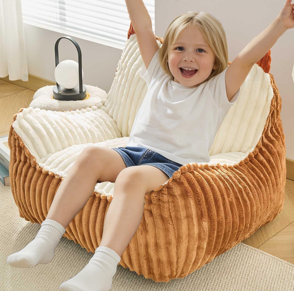 Fluffy Bean Bag Chair for Kids, 2.5FT Round Memory Foam Filled Bean Bag for Teens & Kids, Ultra Soft Faux Fur Fabric Bean Bag Chairs for Playroom, Living Room, Bedroom, Dark Green