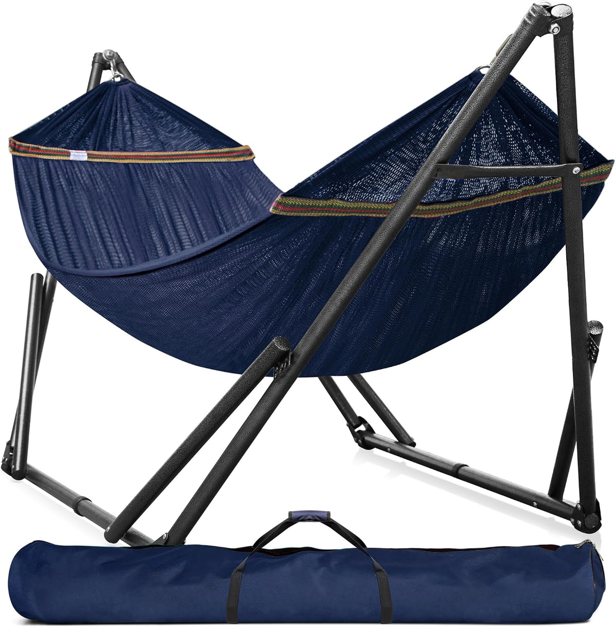 Tranquillo 600lbs Double Hammock with Stand Outdoor Indoor, Camping- Aegean