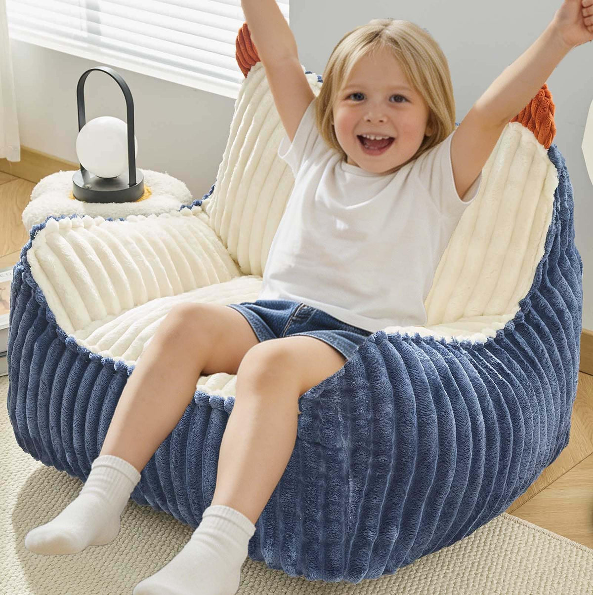 Fluffy Bean Bag Chair for Kids, 2.5FT Round Memory Foam Filled Bean Bag for Teens & Kids, Ultra Soft Faux Fur Fabric Bean Bag Chairs for Playroom, Living Room, Bedroom, Dark Green