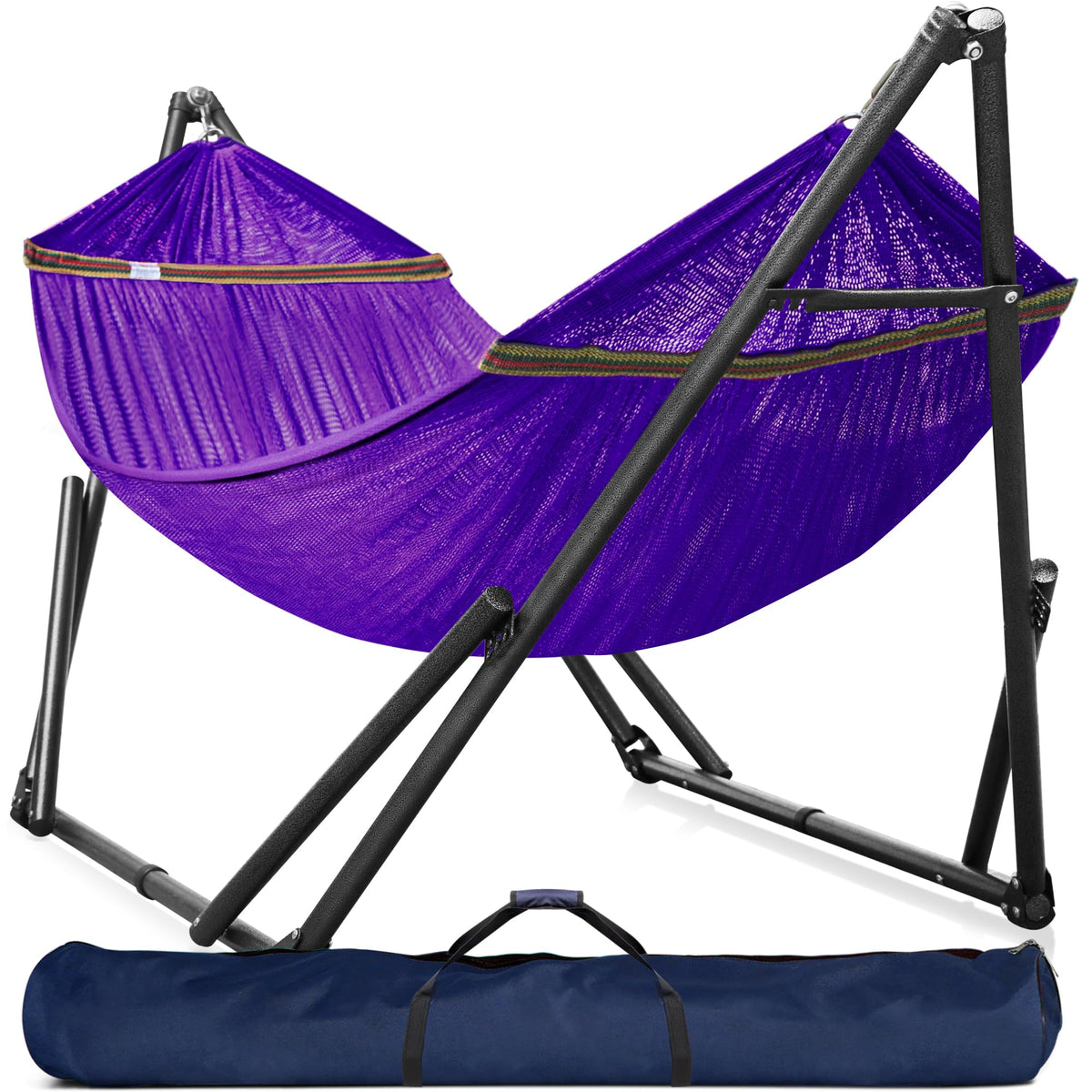 Tranquillo 600lbs Double Hammock with Stand Outdoor Indoor, Camping- Aegean