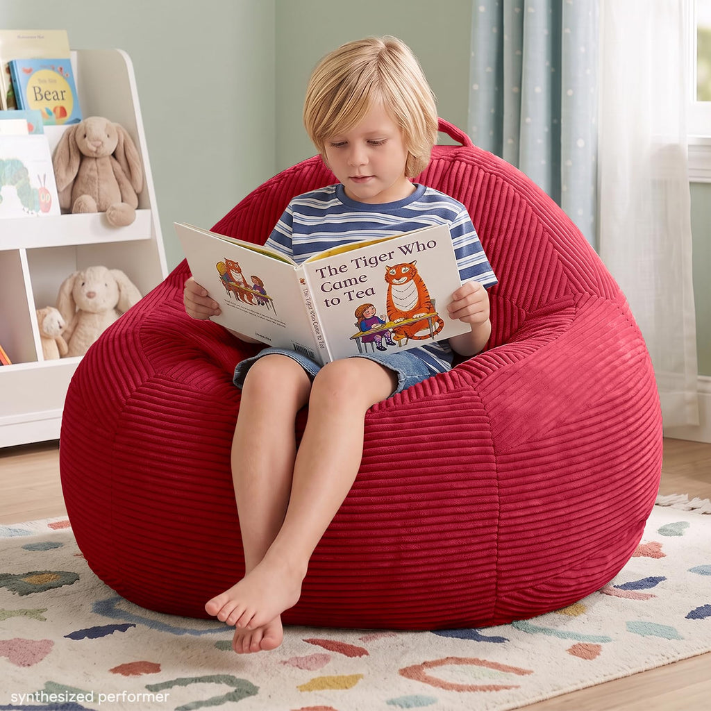 31.5"x31.5"x24" Kids Bean Bag Chair for Kids & Teens,Dark Blue