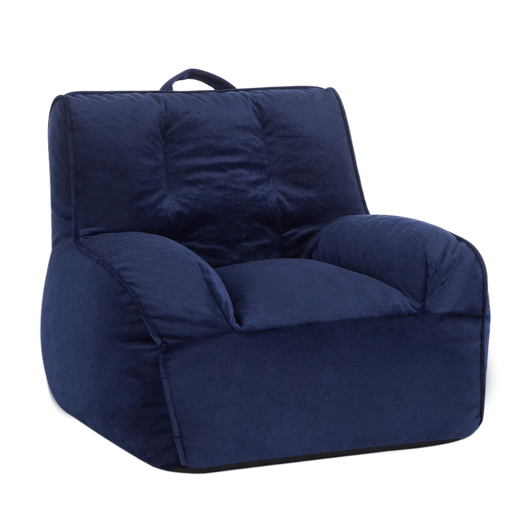 Heritage Kids Pod Square Back Kids Bean Bag Chair, Soft Plush Lounge Seat for Bedroom or Playroom, Blush