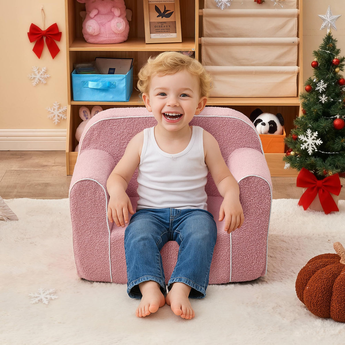 DAICO Kids Bean Bag Chair with Armrests & Side Pocket for 3-6 Years Old