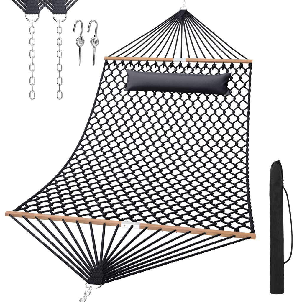Traditional Rope Double Hammock, 450 lbs Capacity, Natural