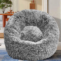 Fluffy Bean Bag Chair for Kids, with Plush Faux Fur Cover, 2.5FT Memory Foam Bean Bag Chairs for Teens & Kids, Ultra Soft Sofa for Living Room/Bedroom/Dorm,Rainbow
