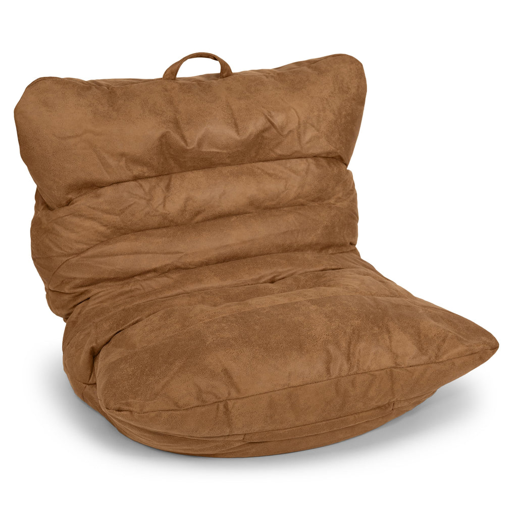 Big Joe Roma Kid's Bean Bag Chair, Oat Sherpa and Graphite, Vegan Suede, 2 Foot Lightweight Refillable Children's Seat