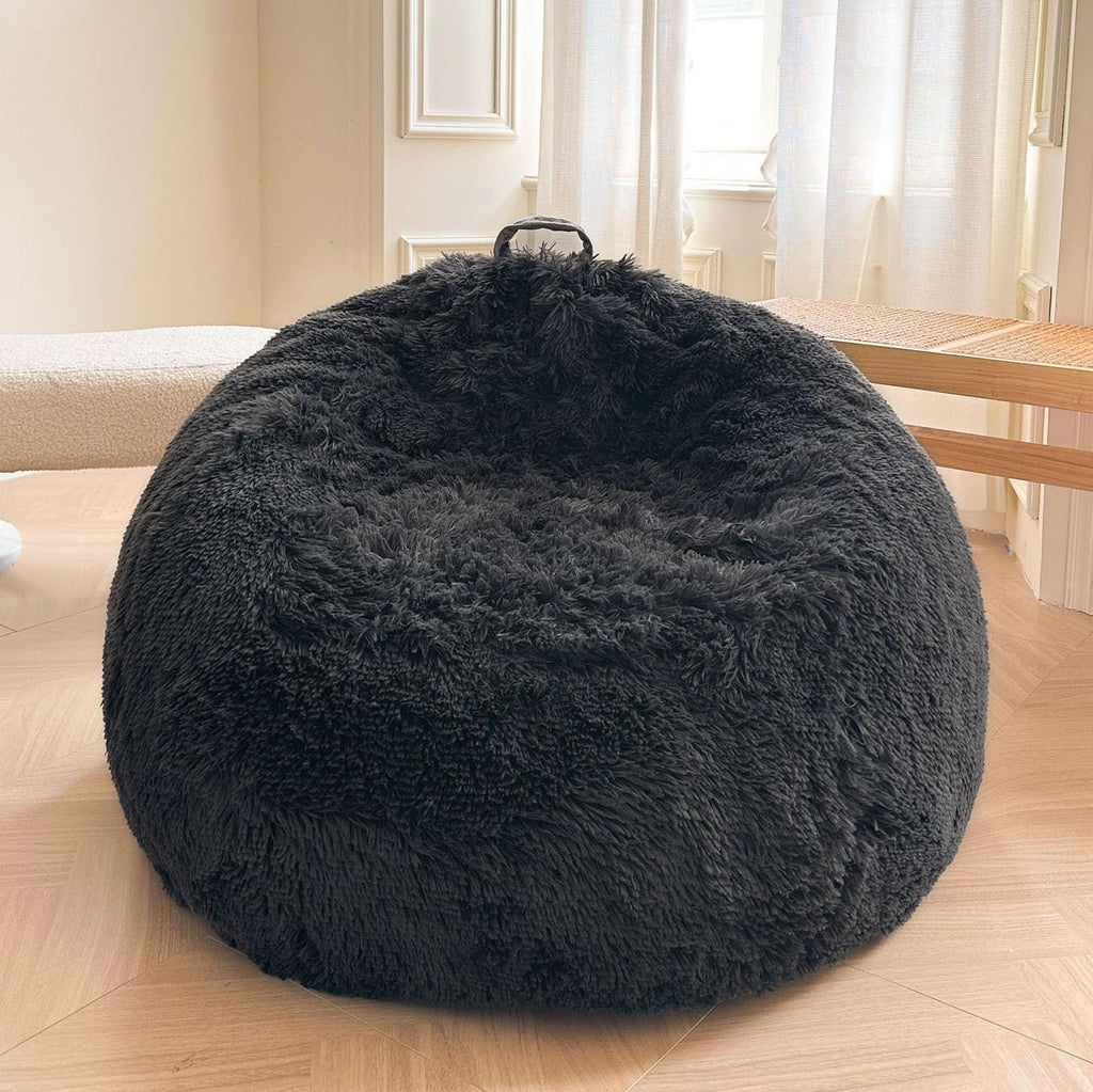 XeGe Kids Fluffy Faux Fur Bean Bag Chair Cover(No Filler), Rainbow