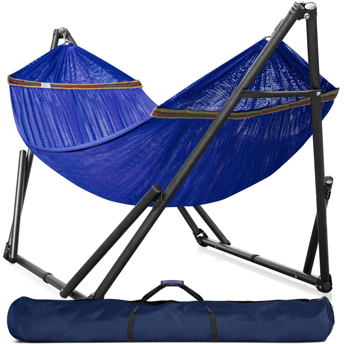 Tranquillo 600lbs Double Hammock with Stand Outdoor Indoor, Camping- Aegean