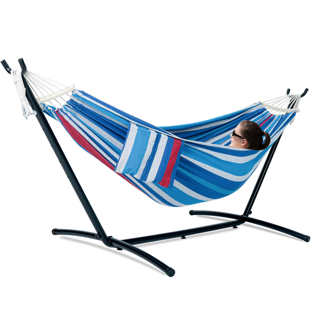 GAFETE Double Hammocks with Stand for Outside, Max 600lbs, (Classic Red)