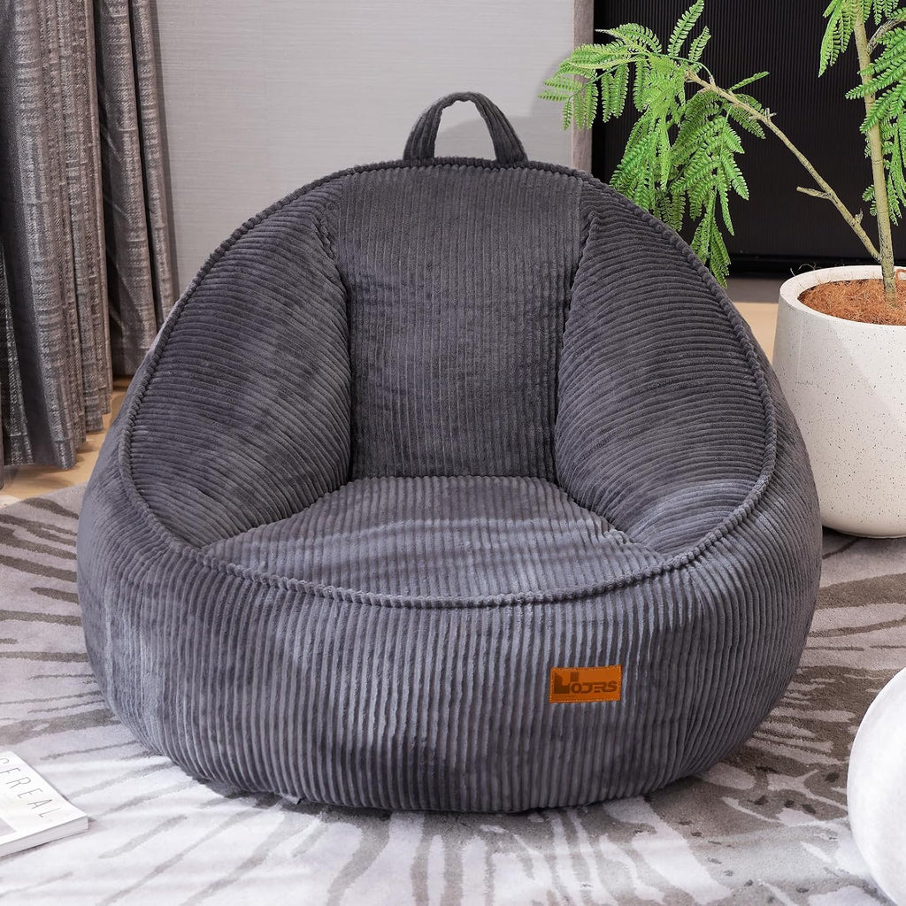 Bean Bag Chair, Cozy Fluffy Beanbag Chairs with Filler for Teens and Kids, Floor Lazy Sofa for Living Room Gaming & Reading (S-Darkgrey)