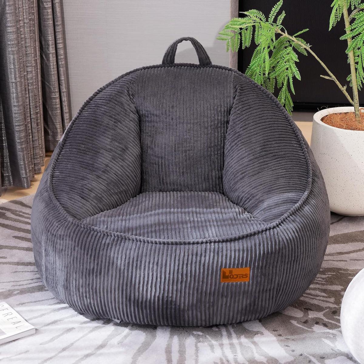Bean Bag Chair, Cozy Fluffy Beanbag Chairs with Filler for Teens and Kids, Floor Lazy Sofa for Living Room Gaming & Reading (S-Darkgrey)