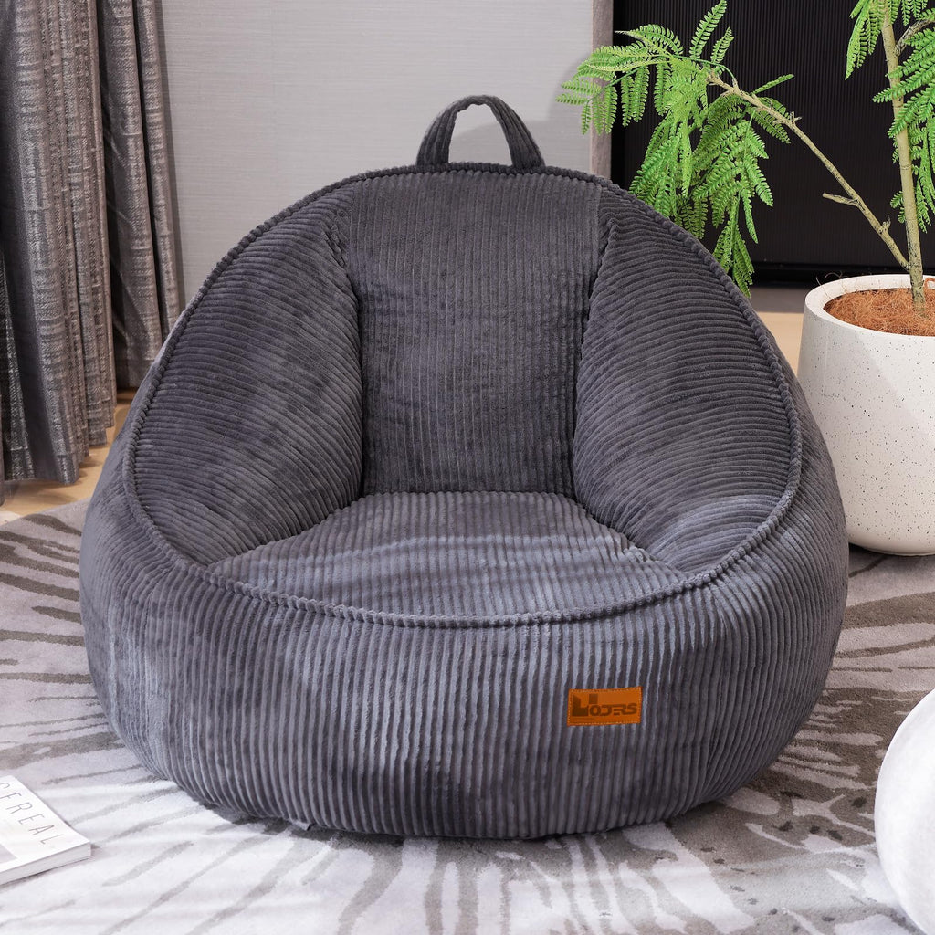 Bean Bag Chair, Cozy Fluffy Beanbag Chairs with Filler for Teens and Kids, Floor Lazy Sofa for Living Room Gaming & Reading (S-Darkgrey)