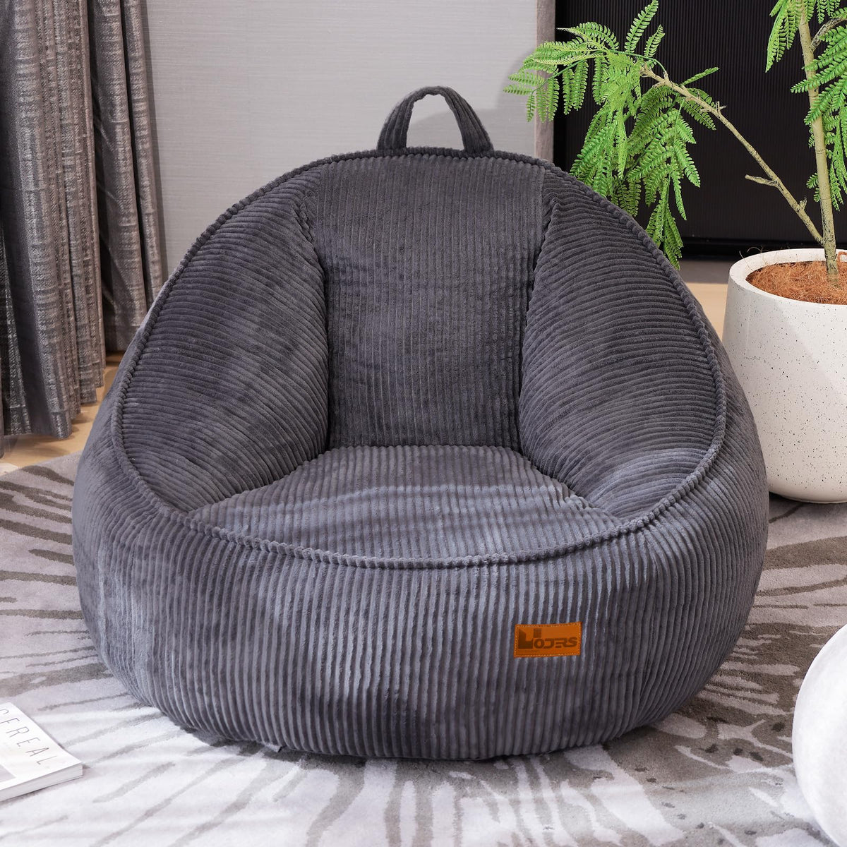 Bean Bag Chair, Cozy Fluffy Beanbag Chairs with Filler for Teens and Kids, Floor Lazy Sofa for Living Room Gaming & Reading (S-Darkgrey)