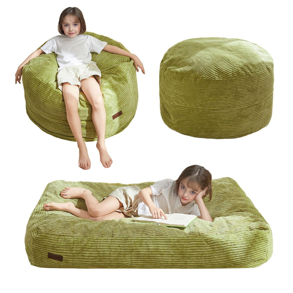 MAXYOYO Bean Bag Chair for Kids, Convertible Bean Bag Seat, Orange