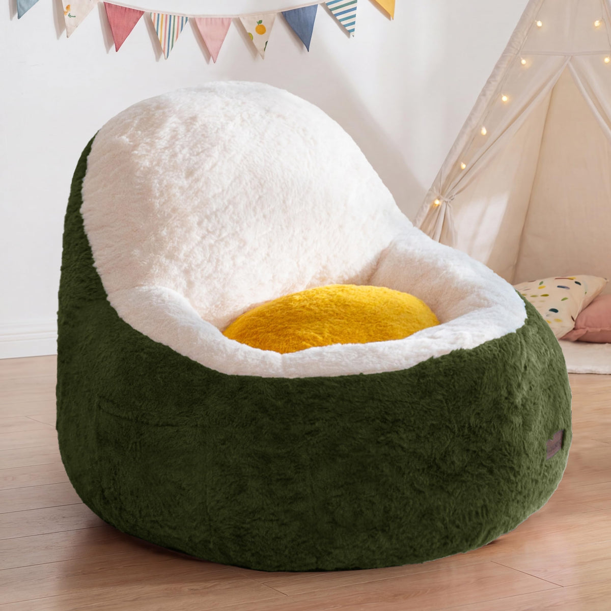 MAXYOYO Bean Bag Chair for Kids, Avocado-Shaped Faux Fur Chair