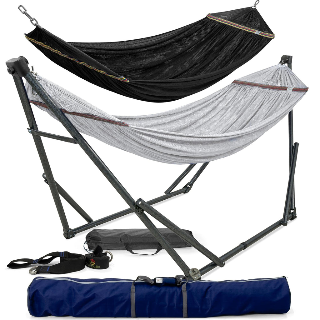 Tranquillo 600lbs Double Hammock with Stand Outdoor Indoor, Camping- Aegean