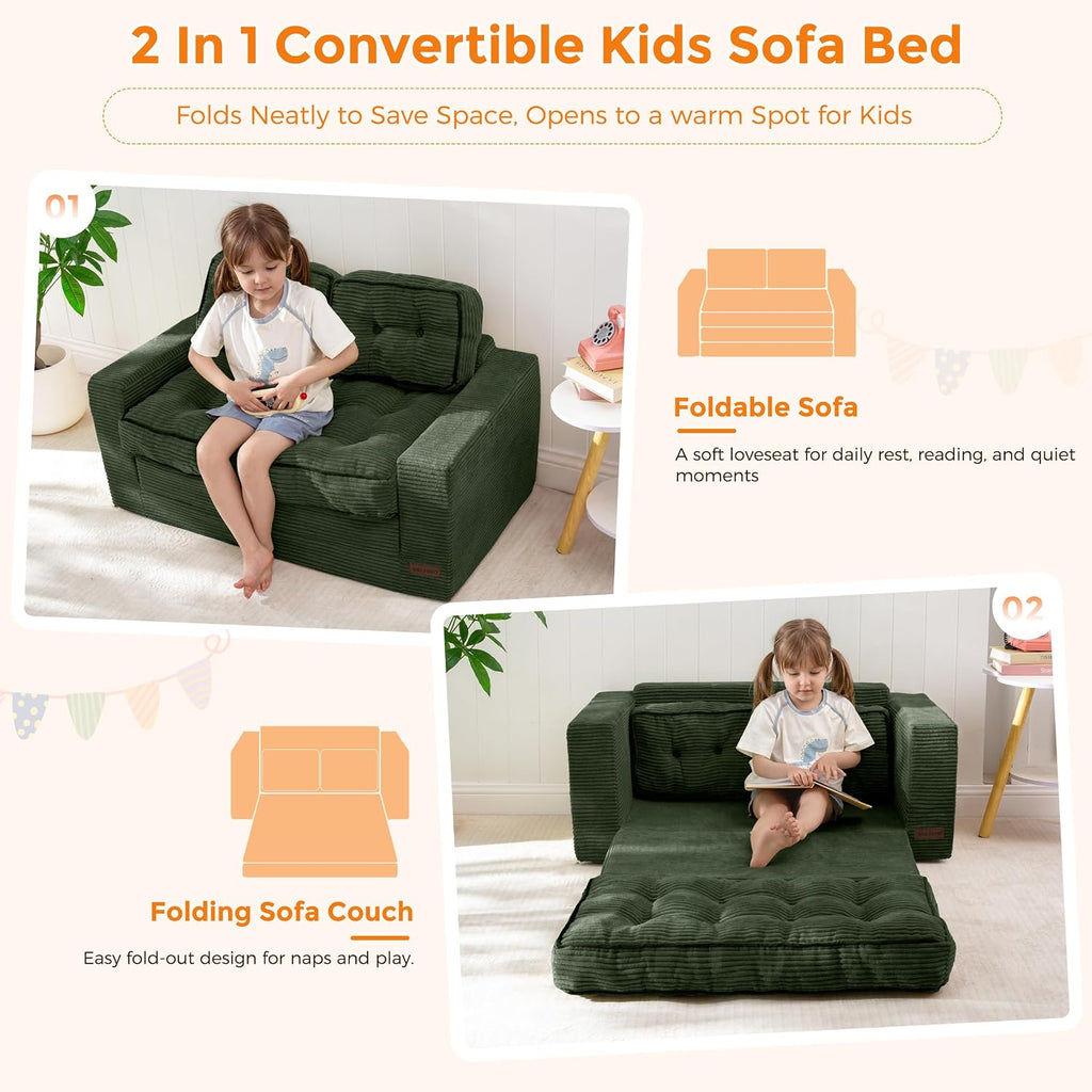 MAXYOYO Convertible Sofa Bed for Boys and Girls, Floor Kids Bean Bag Chair