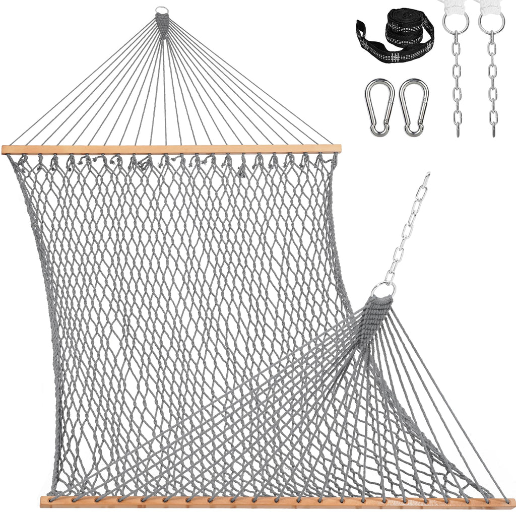 Lazy Daze Double Handwoven Rope Hammock for Outdoor Fits 13-15 FT Stand