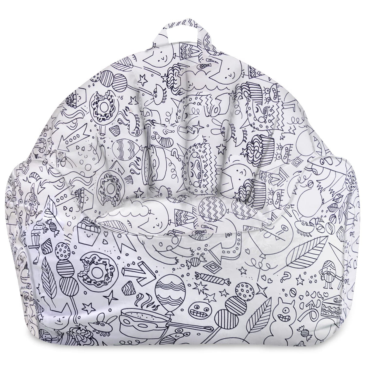 Posh Creations Structured Comfy Bean Bag Chair for Gaming, Reading, and Watching TV, Malibu Lounge, Canvas - Forest Critters on White