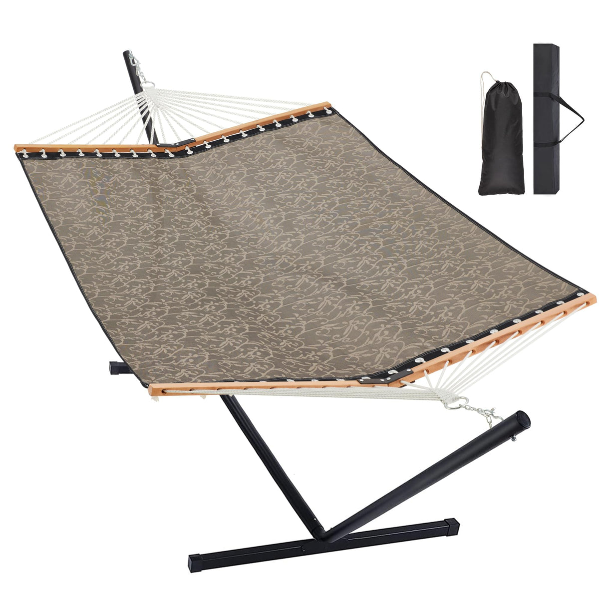 Homgava Two Person Hammock with Stand for Outside, Off White