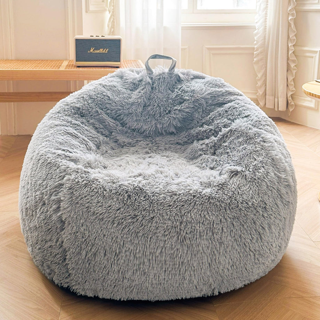 XeGe Kids Fluffy Faux Fur Bean Bag Chair Cover(No Filler), Rainbow
