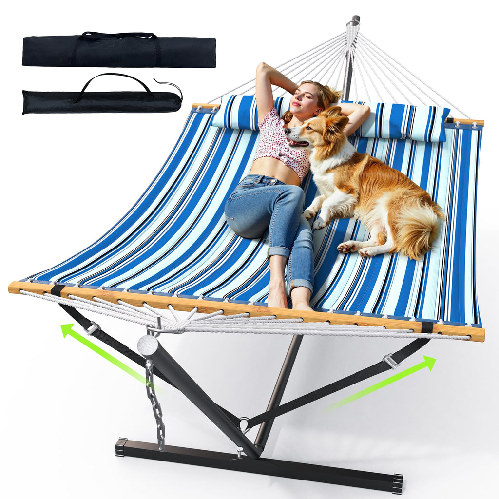 ANAGOO Double Hammock with Stand 500lbs Heavy Duty Outdoor Two Person White