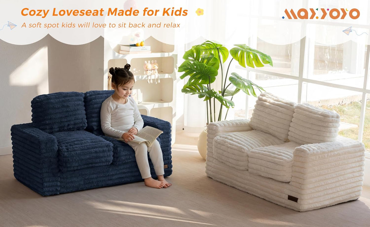 MAXYOYO Kids Bean Bag Chair, Comfy Upholstered Bean Bag Sofa with Filler