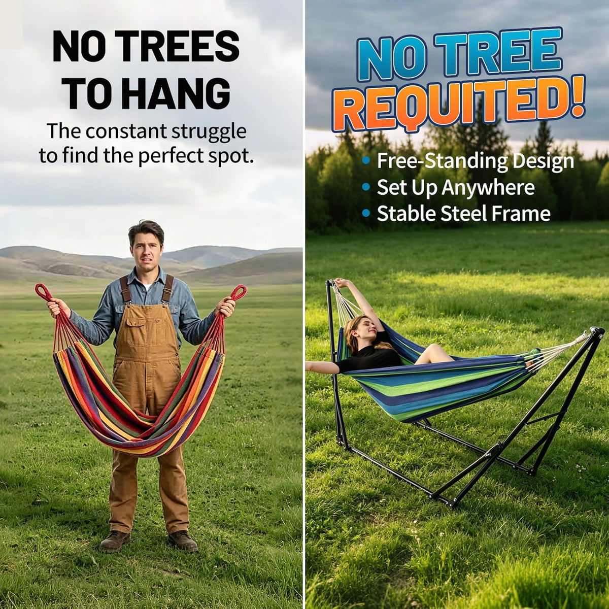 Portable Hammock with Stand for Outside or Inside,No Tree Required