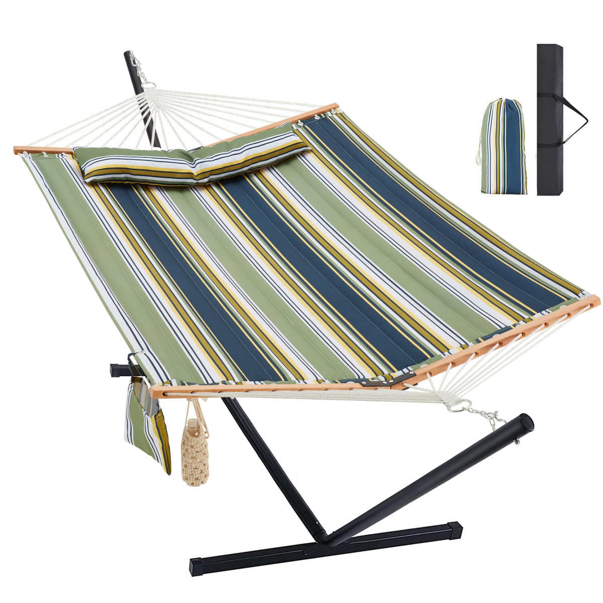 Homgava Two Person Hammock with Stand for Outside, Off White