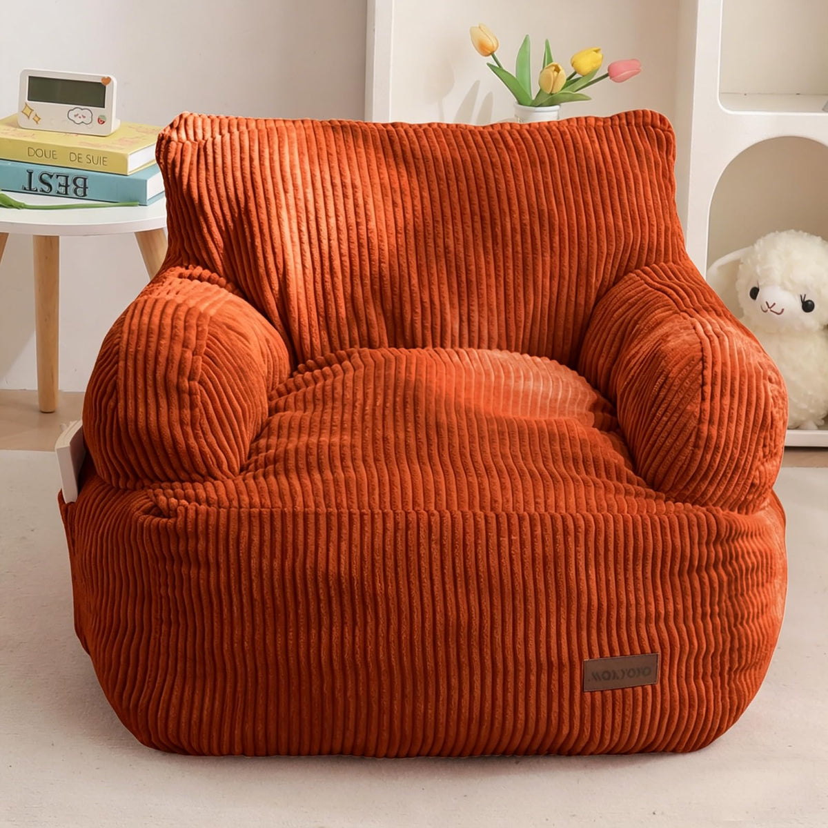 MAXYOYO Kids Bean Bag Chair, Stuffed Bean Bag Sofa, Dark Grey, Standard