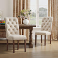 MALOL Upholstered Tufted Dining Room Chairs Set of 4, Parsons Kitchen Chairs with Padded Seat and Solid Wood Legs, Fabric Accent Side Diner Chair for Dining Room/Kitchen/Living Room, Beige