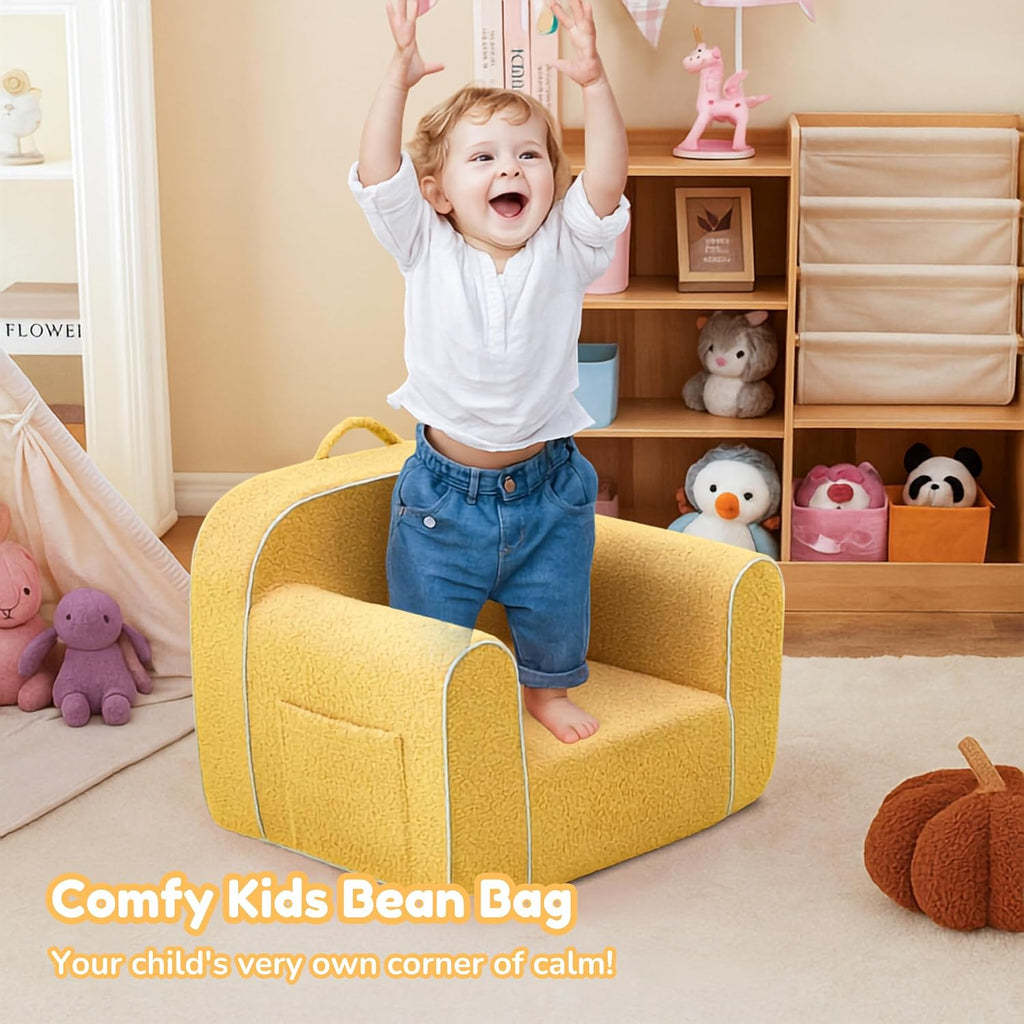 DAICO Kids Bean Bag Chair with Armrests & Side Pocket for 3-6 Years Old