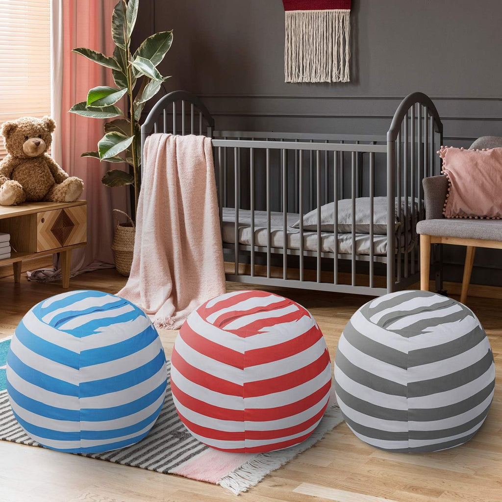 Miaowater Stuffed Animal Storage Bean Bag Chair Cover, Cotton Canvas Beanbag with Zipper for Organizing Kid's and Adults Room 24" (Grey)