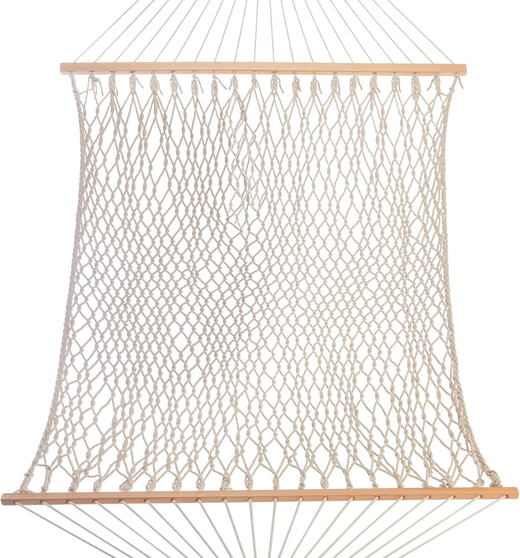 Castaway Living 13 ft. Double Traditional Hand Woven Cotton Rope Hammock – 2-Person, 450 lb Capacity, Free Extension Chains & Tree Hooks, Designed in the USA