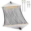 JoyView Traditional Rope Double Hammock - Hand Woven Cotton Hammock with Hardwood Spreader Bar and Pillow 450lb Capacity for Outdoor Indoor Patio Yard - Natural