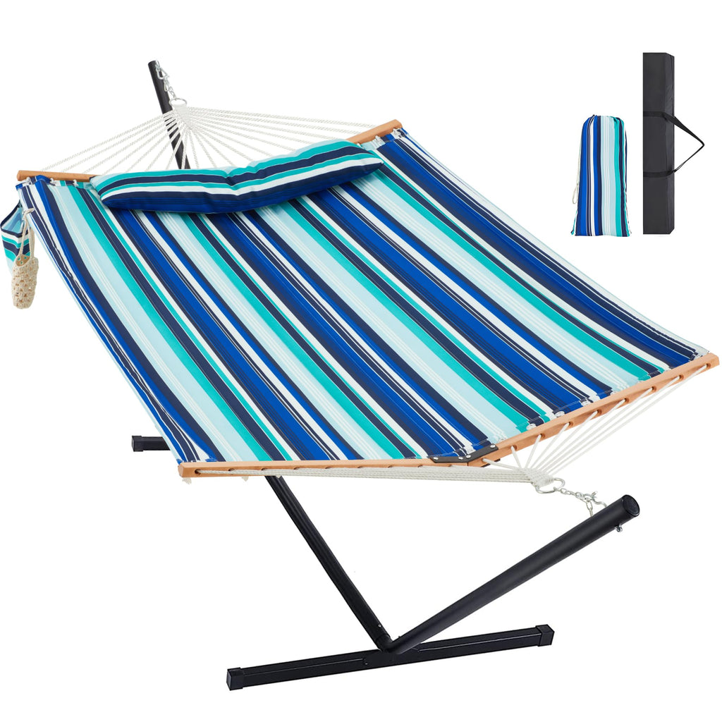 Homgava Two Person Hammock with Stand for Outside, Off White