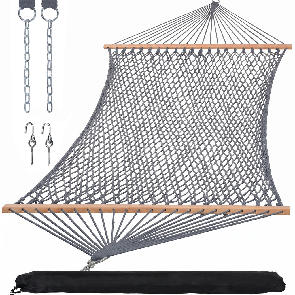 SUNCREAT Traditional Rope Double Hammock, 450 lbs Capacity, Natural