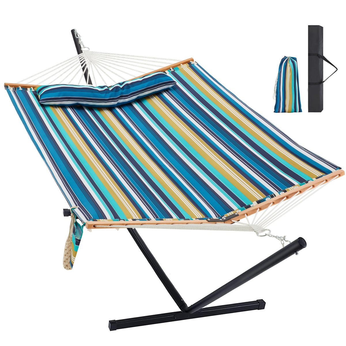 Homgava Two Person Hammock with Stand for Outside, Off White