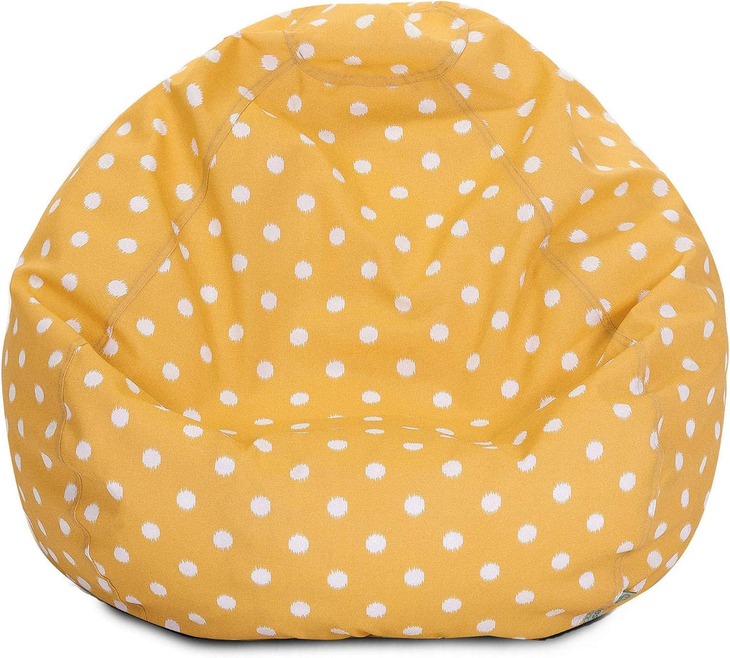 Majestic Home Goods Classic Bean Bag Chair - Ikat Dots Giant Classic Bean Bags for Small Adults and Kids (28 x 28 x 22 Inches) (Citris Yellow)
