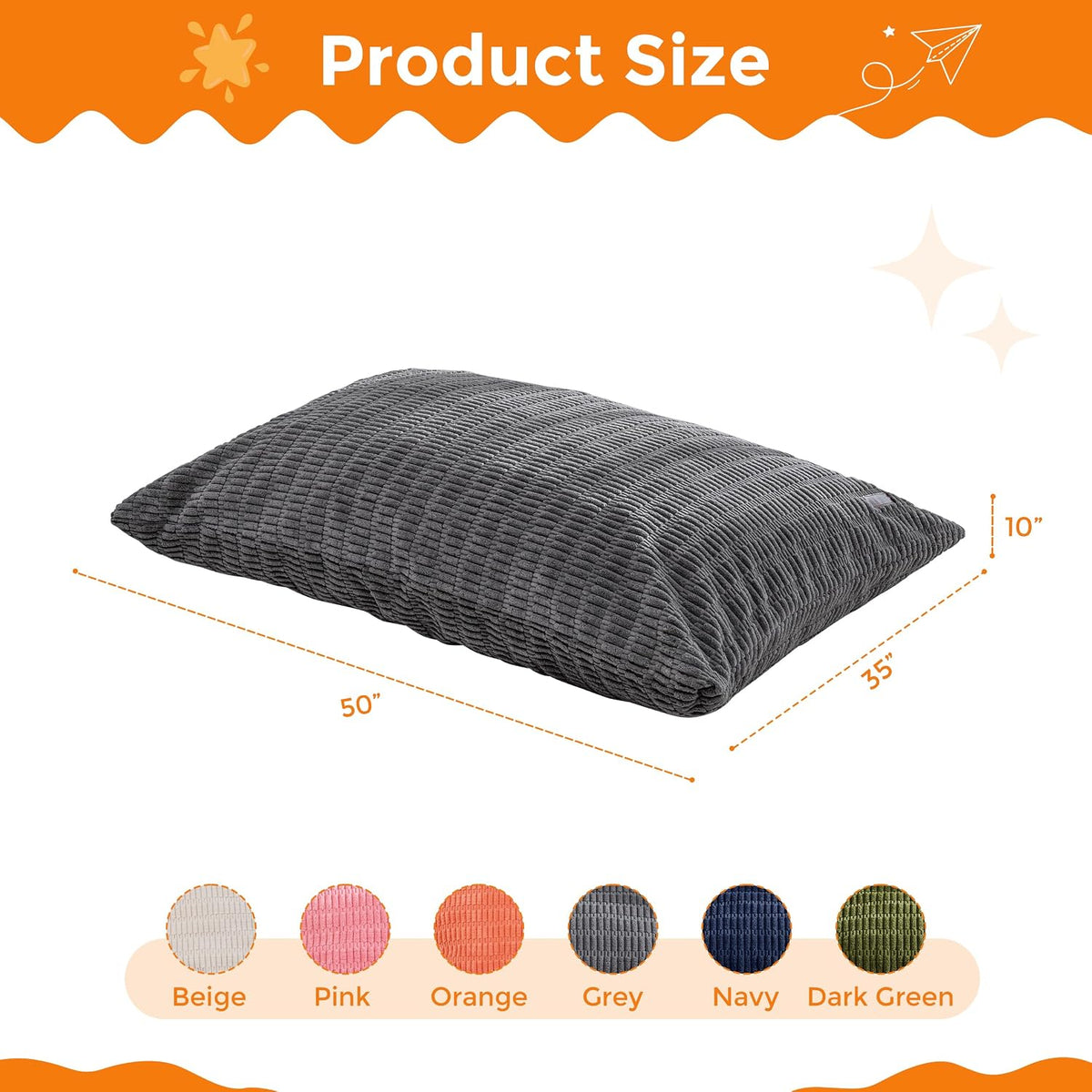 MAXYOYO Kids Bean Bag Chair, 3 in 1 Convertible Bean Bag Sofa with Removable Cover for Children, Soft Floor Lounger with Supportive Shredded Foam Filling, Floor Cushion Chair for Living Room, Playroom